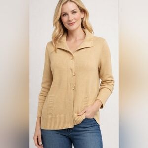 Westbound Beige Large EUC Cardigan Sweater 23 PTP